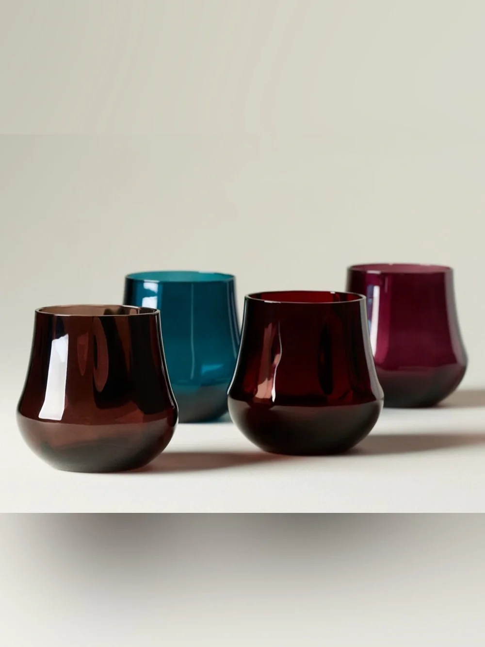 nwt set of 4 Anthropologie Cybelle jewel tone stemless wine glasses